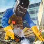 This is the 1st panel in a triptych entitled Under Construction.  The 30" x 40" canvas depicts a welder on site.  The painting is in a private collection in New York.